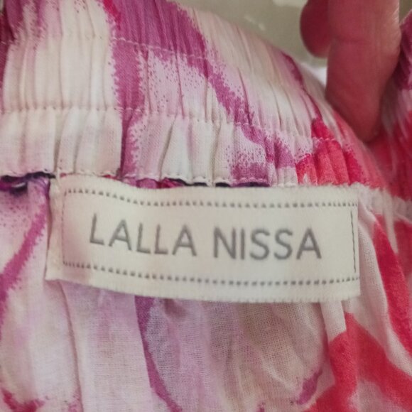 Lalla Nissa, Tiered Maxi Floral Skirt, Medium, Floral Print Stretch Waist w/ Tie - Picture 2 of 15